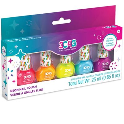 3C4G Three Cheers For Girls Neon Nail Polish Set, 5 Bottles, Teens Tweens & Girls, Non-Toxic Long-Lasting Polish, 10014