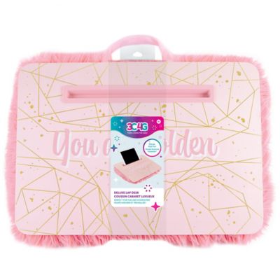 3C4G Three Cheers For Girls Pink & Gold Deluxe Fur Lap Desk - You Are Golden, Make It Real, Tweens & Girls, 18013
