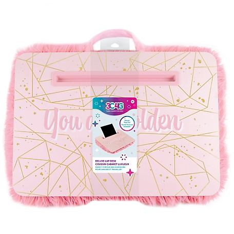 3C4G Three Cheers For Girls Pink & Gold Deluxe Fur Lap Desk - You Are Golden, Make It Real, Tweens & Girls, 18013