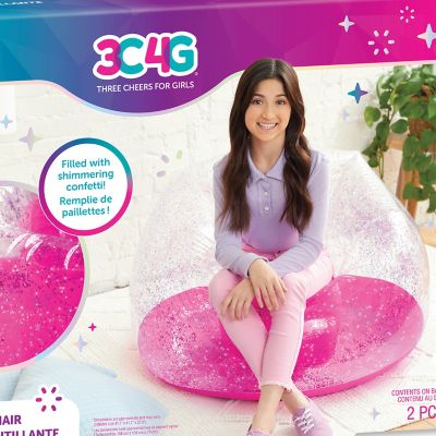 Image showing 6 th 3C4G Three Cheers For Girls Pink Glitter Confetti Inflatable Chair - Pink & Sparkle, Make It Real, Teens Tweens & Girls