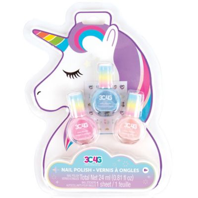 3C4G Three Cheers For Girls Unicorn Shimmer Trio Nail Polish Set - 3 Bottles with Nail Stickers, Make It Real, Tweens & Girls