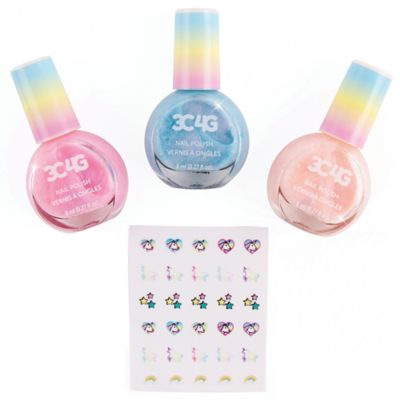 Image showing  Unicorn Shimmer Trio Nail Polish Set - 3 Bottles with Nail Stickers, Make It Real, Tweens & Girls