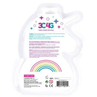 Image showing  Unicorn Shimmer Trio Nail Polish Set - 3 Bottles with Nail Stickers, Make It Real, Tweens & Girls