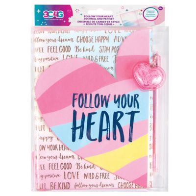 TARVOS 3C4G: Follow Your Heart Journal & Pen Set - Matching Heart Charm Pen, Simple for Kids to Always Have Inspiration on Hand