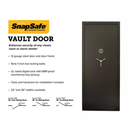 SnapSafe Digital Lock Safe Door 36 in x 80 in. Wall & Floor Mounted Safes