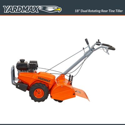 YARDMAX Dual Rotating Rear Tine Tiller 209-Cc 18 in. Rear-Tine Dual-Rotating Tiller (Carb), YT4565