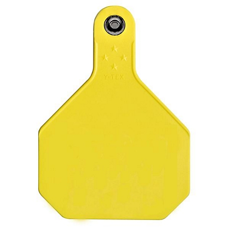 Y-TEX All American Blank ID 4-Star Cattle Tags, 2 pc., Large, Yellow, 25 pk.