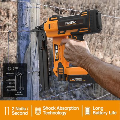 Image showing  20 V Cordless 16 ga. 1 in. Fencing Stapler Kit with Lithium Ion Battery, Charger, Bag, 1300 Shots per Charge