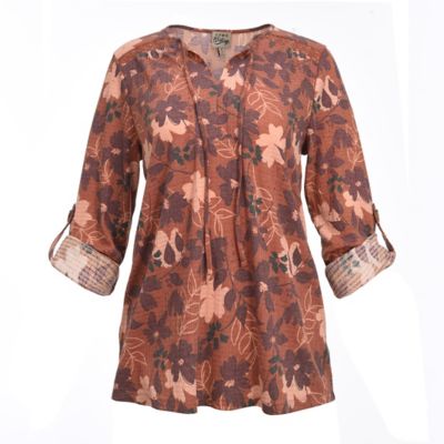 Como Vintage Women's Thermal Ribbed 3/4-Sleeve Peasant Top with Crochet