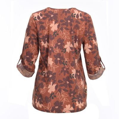 Image showing  Women's Thermal Ribbed 3/4-Sleeve Peasant Top with Crochet