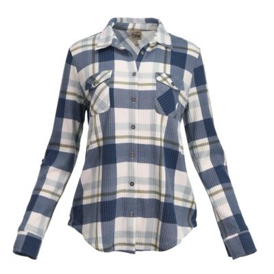 Como Vintage Women's Long-Sleeve Double Pocket Full Button-Front Rib Plaid Shirt Lookin' Good In My New Plaid Shirt