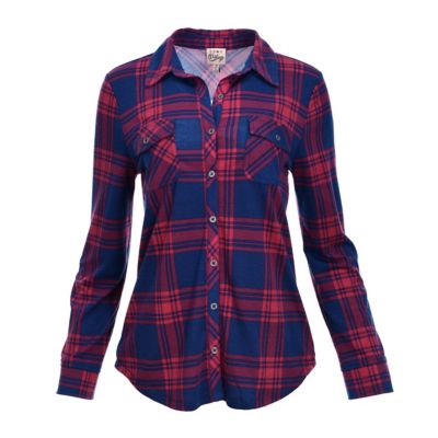 Como Vintage Women's 2-Pocket Knit Plaid Long-Sleeve Button-Down Shirt, CS7928TSC6