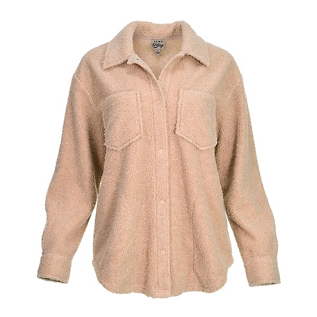 Como Vintage Womens' Long Sleeve Snap Button Front Boucle Shacket
