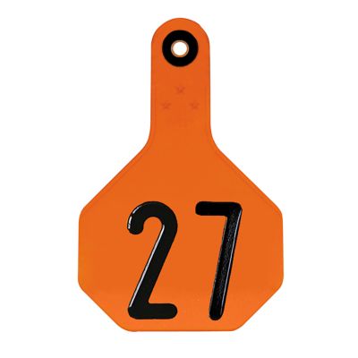 Y-TEX Numbered 026-050 All-American 3-Star Livestock Ear Tags, Medium, Orange, 25-Pack