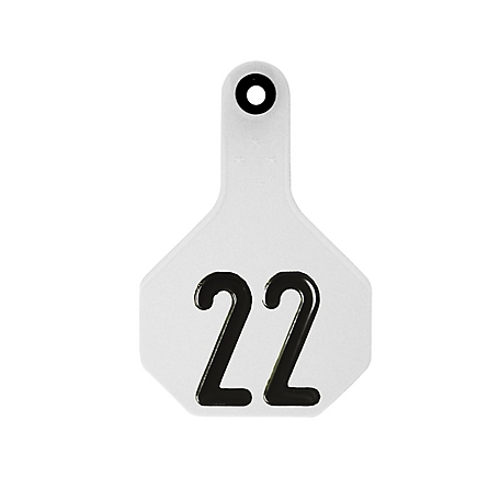 Y-TEX Numbered All-American 3-Star Cattle Ear Tags, 25-Pack, Numbered 1-25, Medium, White