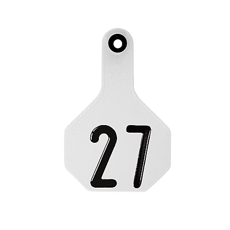Y-TEX Numbered All-American 3-Star Cattle Ear Tags, 25-Pack, Numbered 26-50, Medium, White
