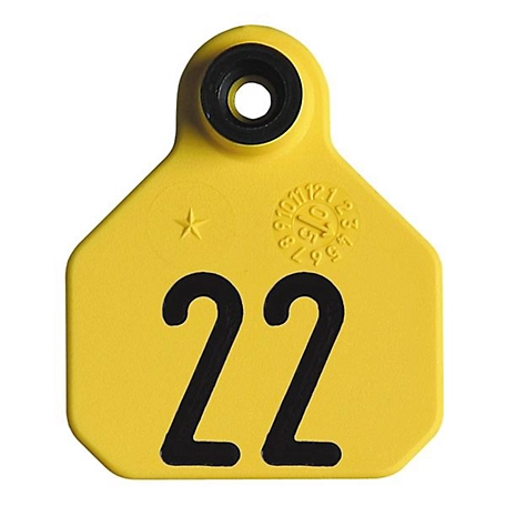 Y-TEX Numbered All-American 1-Star Livestock Ear Tags, 25-Pack, Numbered 1-25, Yellow