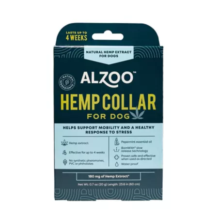 Alzoo Premium Mobility Plus Herbal Hemp Soothing Dog Collar 23.6 in. Dog Anxiety Vests & Wraps