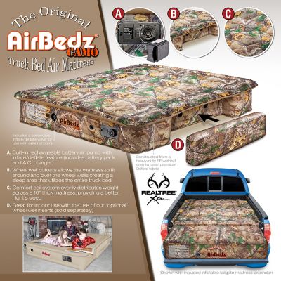 Image showing  Airbedz Truck Bed Air Mattress with Built in Pump/ Rechargeable Battery, Full Size 5-5.8 Ft Bed, Camo