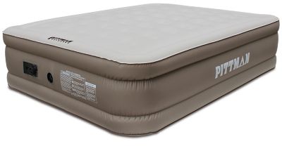 Pittman Outdoors 20 in. Queen Fabric Home Air Mattress with Built in Electric Air Pump, Tan