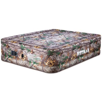 Pittman Outdoors 20 in. Queen Fabric Home Air Mattress with Built in Electric Air Pump, Camo