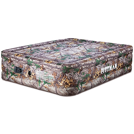 Pittman Outdoors 20 in. Queen Fabric Home Air Mattress with Built in Electric Air Pump, Camo