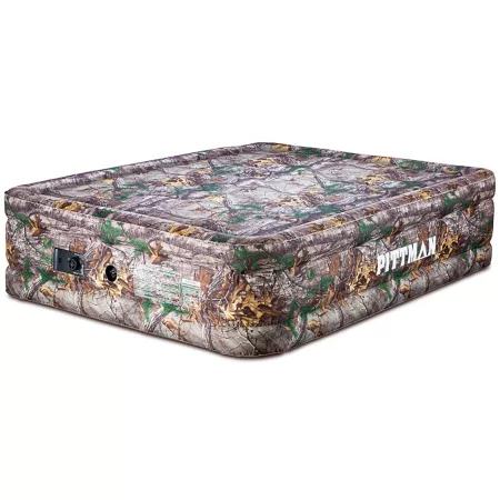 Pittman Outdoors 20" Queen Fabric Home Air Mattress with Built-in Electric Air Pump Camouflage Air Mattresses