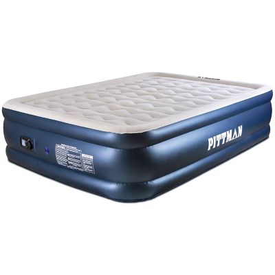 Pittman Outdoors 20 in. Queen Deluxe Fabric Home Air Mattress with Built-in Electric Air Pump