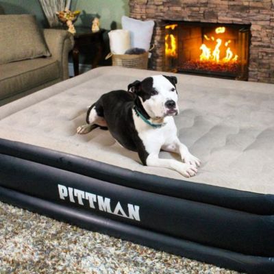Image showing 6 th Pittman Outdoors 20 in. Queen Deluxe Fabric Home Air Mattress with Built-in Electric Air Pump