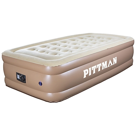 Pittman Outdoors 18 in. Twin Double High Home Air Mattress with Built in Electric Pump