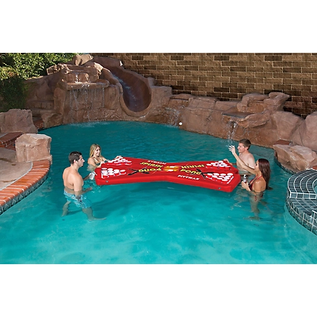 Pittman Outdoors Splash Pong 4 Person Inflatable Pool Party Game Floating Table