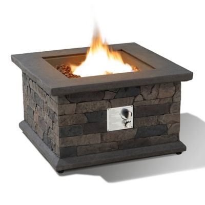 Sunjoy 28.35 in. Slate Square Propane Gas Fire Pit