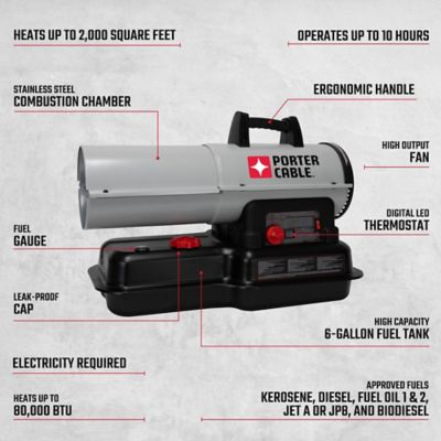 Image showing  Diesel/Kerosene Forced Air Heater, 2,000 sq. ft., 80,000 BTU