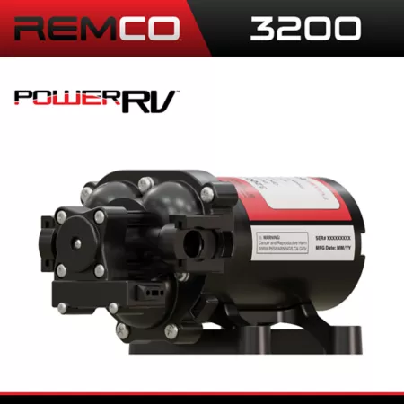 Remco Power RV 3200 Series 3.2 GPM 45 PSI 12 VDC On-Demand RV Fresh Water Pumps Fittings and Filter Included RV Parts