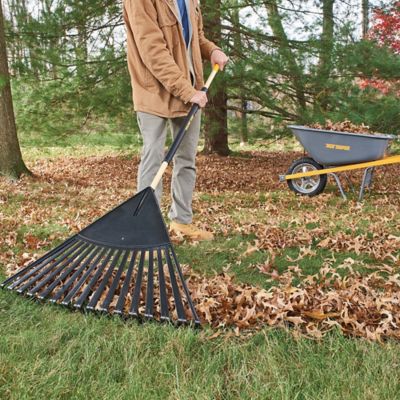 Image showing 5 th True Temper 30 in. Plastic Clog-Free Tine Leaf Rake with 48 in. Hardwood/Steel Handle, For Leaves, Grass, Twigs and More