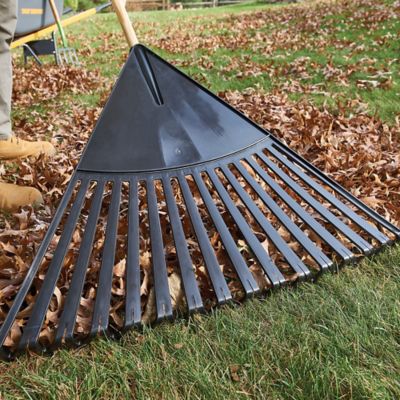 Image showing 8 th True Temper 30 in. Plastic Clog-Free Tine Leaf Rake with 48 in. Hardwood/Steel Handle, For Leaves, Grass, Twigs and More