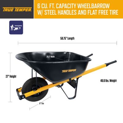 Image showing  6 cu. ft. Barrow in a Box Steel Wheelbarrow with Never Flat Tire and Steel Handles