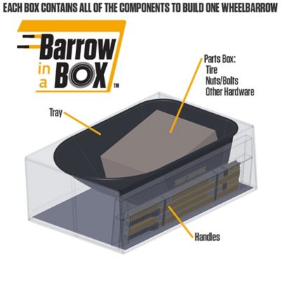 Image showing 6 th True Temper 6 cu. ft. Barrow in a Box Steel Wheelbarrow with Never Flat Tire and Steel Handles