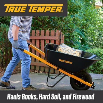 Image showing 10 th True Temper 6 cu. ft. Barrow in a Box Steel Wheelbarrow with Never Flat Tire and Steel Handles