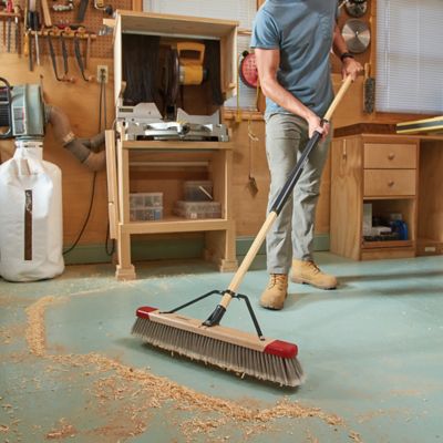 Image showing  24 in. Premium Indoor Hardwood/Steel Handle Push Broom for Sand, Saw Dust, Wood Shavings and Pet Hair