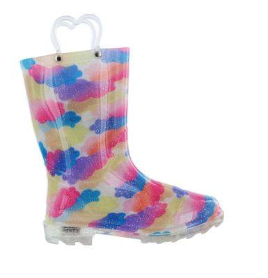 Girls Rubber Boots Toddler Waterproof Light Up Rain Boots, Glitter