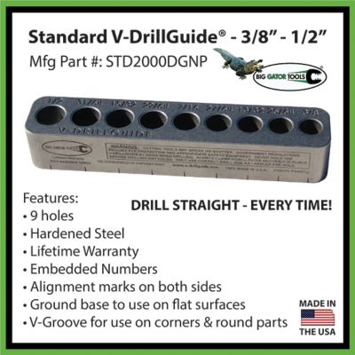 Big Gator Tools Metric V-Drill Guide - Portable Drill Press For Precision Holes (10-14mm)