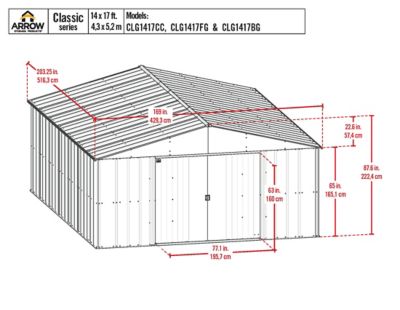 Image showing  14 ft. x 17 ft. Classic Metal Shed, Blue Grey