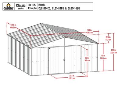 Image showing  14 ft. x 14 ft. Classic Metal Shed, Flute Grey