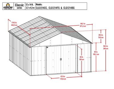 Image showing  12 ft. x 14 ft. Classic Metal Shed, Flute Grey