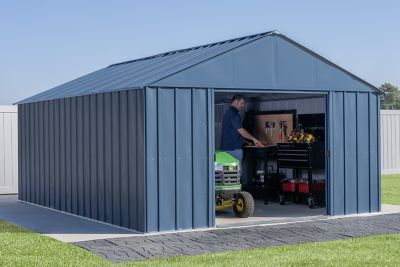 Image showing  12 ft. x 17 ft. Classic Metal Shed, Blue Grey