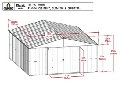 Image showing  14 ft. x 17 ft. Classic Metal Shed, Flute Grey