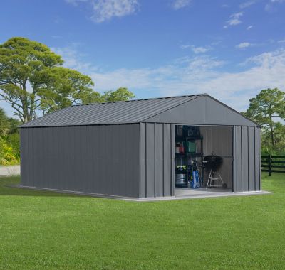 Image showing  12 ft. x 17 ft. Classic Metal Shed, Charcoal