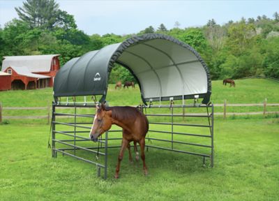 Image showing  10 x 10ft. Corral Shelter Livestock Shade, Powder Coated Green