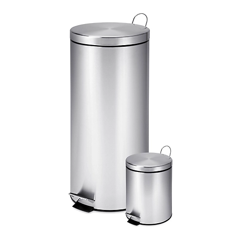 Honey-Can-Do Set of 2 30L & 3L Stainless Steel Trash Cans, TRS-01886